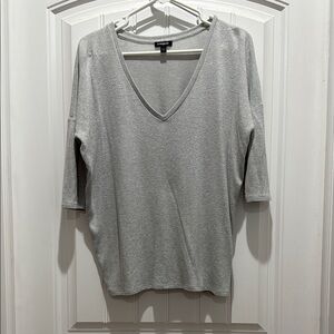 Express Gray V-Neck Women's Top